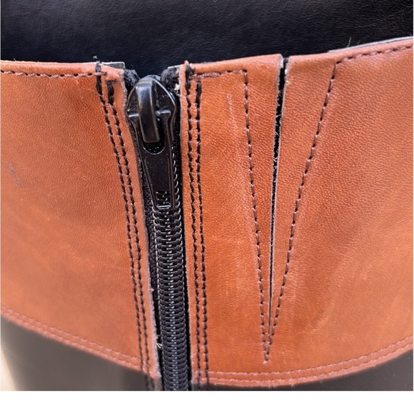 David Tate Women's Rider Black & Brown Leather Boots Size 7 - Picture 11 of 12